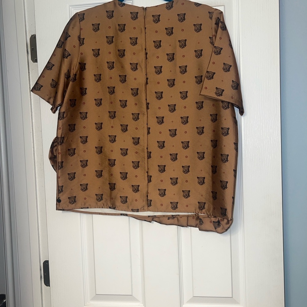 Tan Leopard Print Ruffle Hem Top - Picture 5 of 10